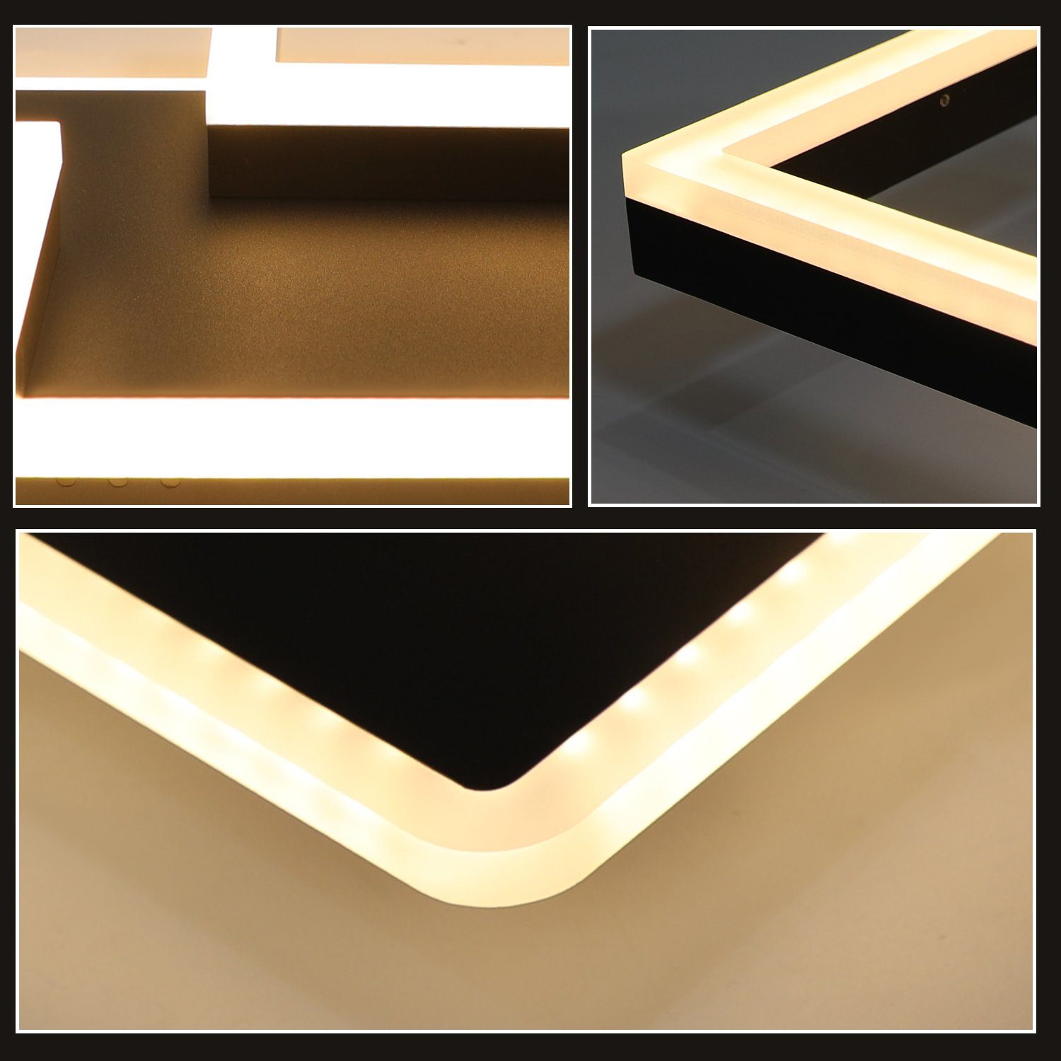 ZMH Lampada da soffitto plafoniera LED 48W nera dimmerabile telecomando design moderno per corridoio ufficio living