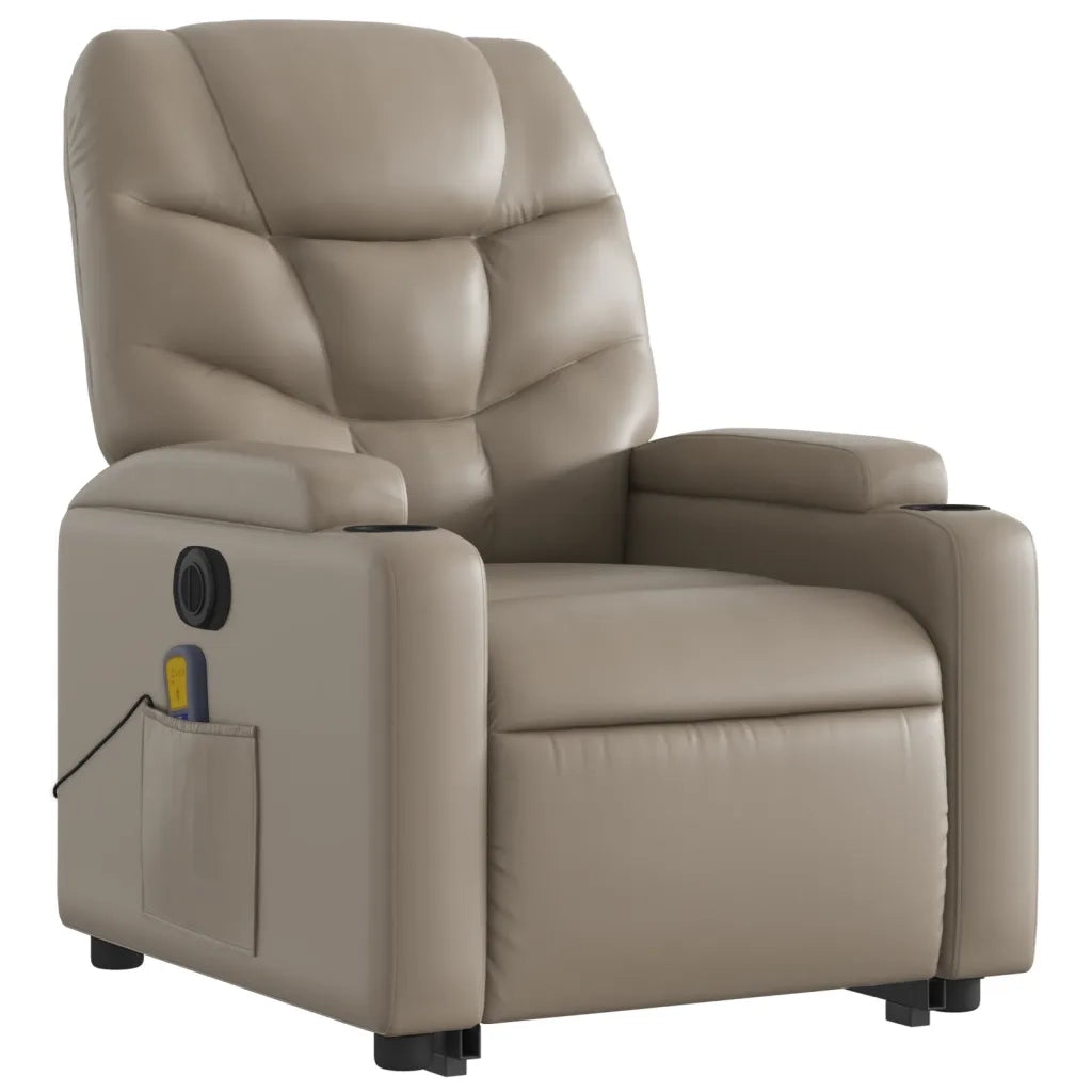 Poltrona Alzapersona Massaggio Elettrica Cappuccino Similpelle 3204685