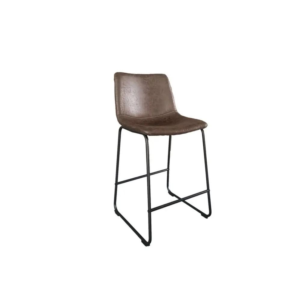 Sedia da bancone MANCO - PU marrone scuro - Gambe in metallo - Altezza 93 cm - Stile vintage