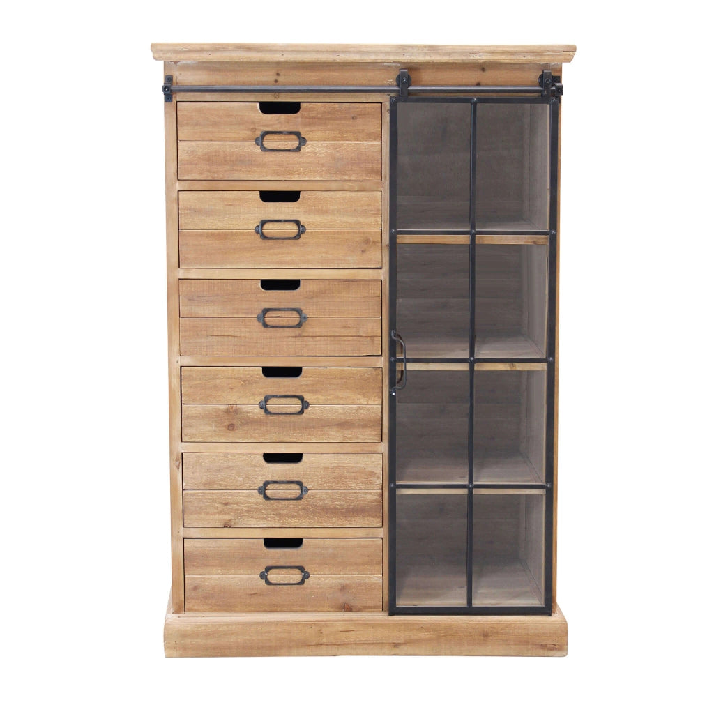 MOBILE CLAUDIUS CON ANTA SCORREVOLE E CASSETTI IN LEGNO 82 X 39,5 X H123 CM