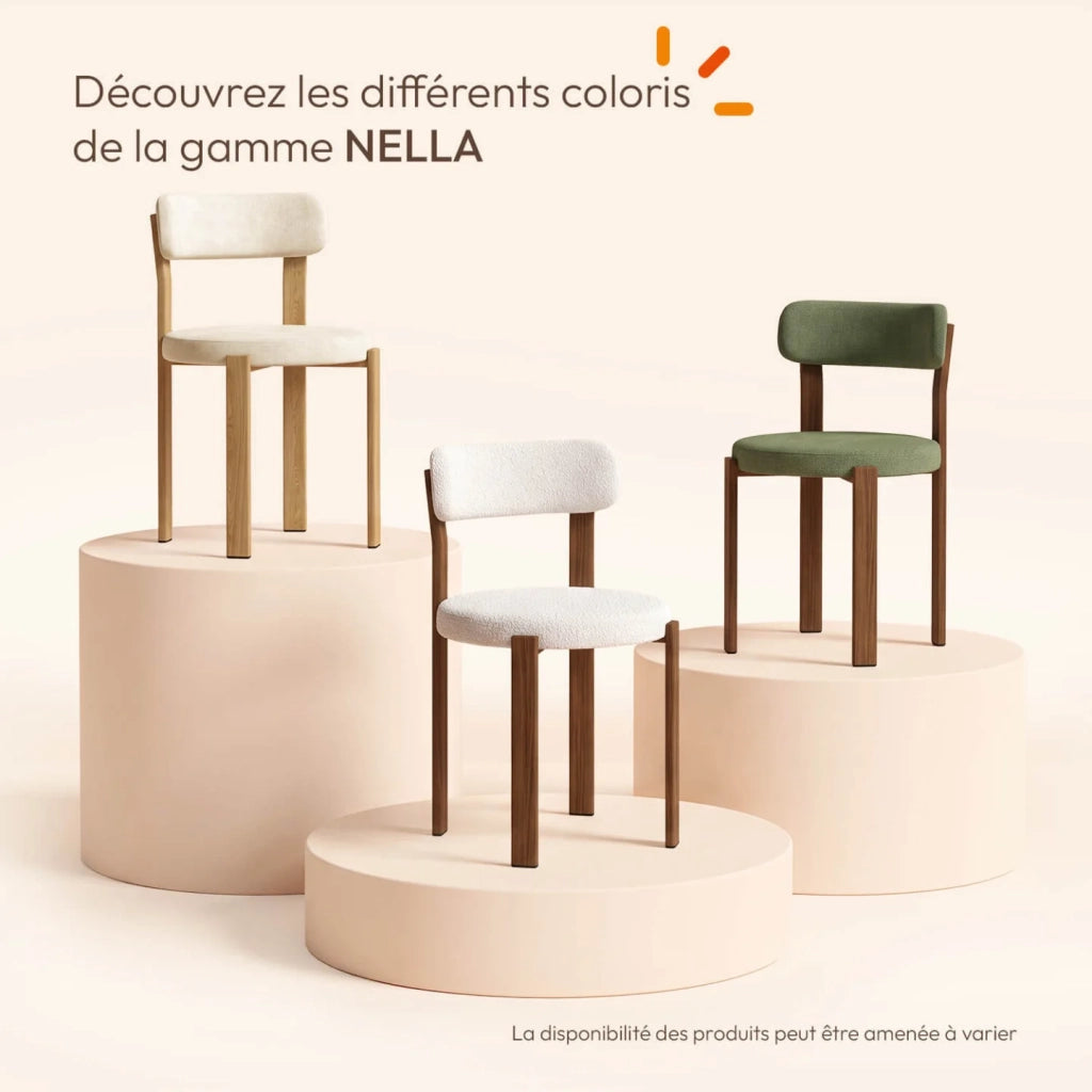 IDMarket - Set di 4 sedie da pranzo NELLA in ciniglia beige