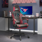 Sedia Gaming Girevole Poggiapiedi Nero e Rosso Vino Similpelle cod mxl 65619