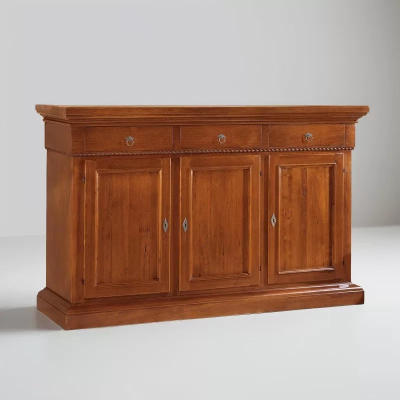 Credenza 3 porte in legno noce arte povera 190x50x111 (604) - Mobili 2G