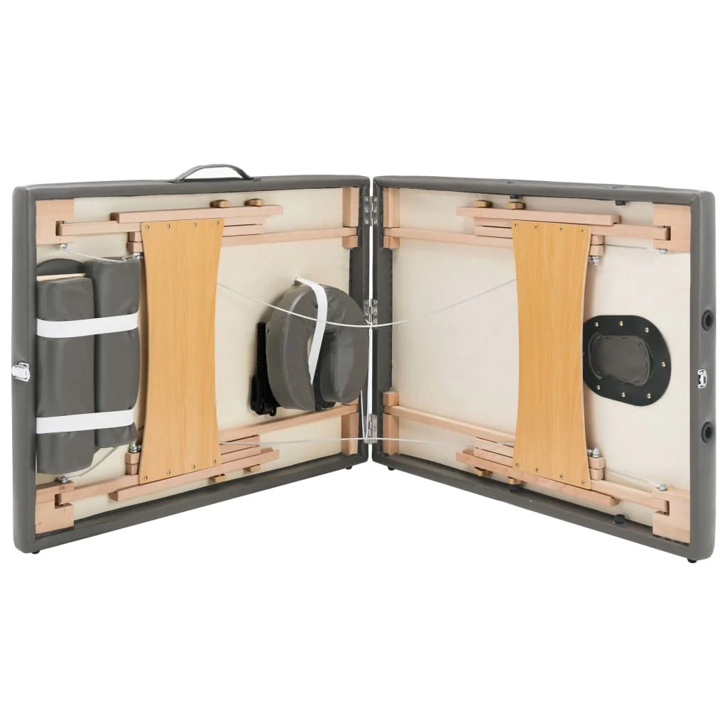 Lettino da massaggio a 2 zone struttura in legno 186 x 68 cm grigio antracite 02_0001800
