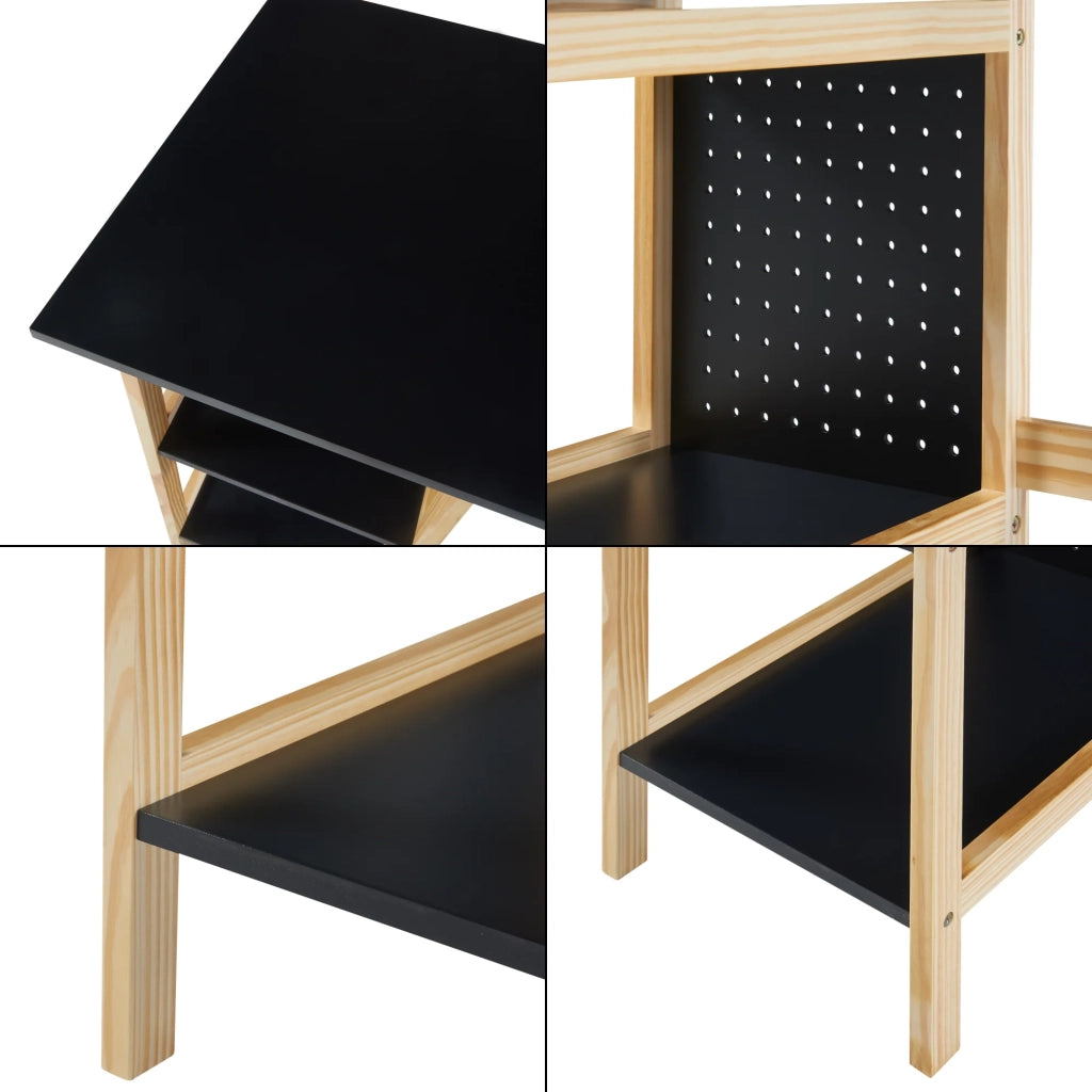 Scrivania/Postazione di lavoro con 2 ripiani 120 x 60 x 75 cm effetto legno nero 03_0009051