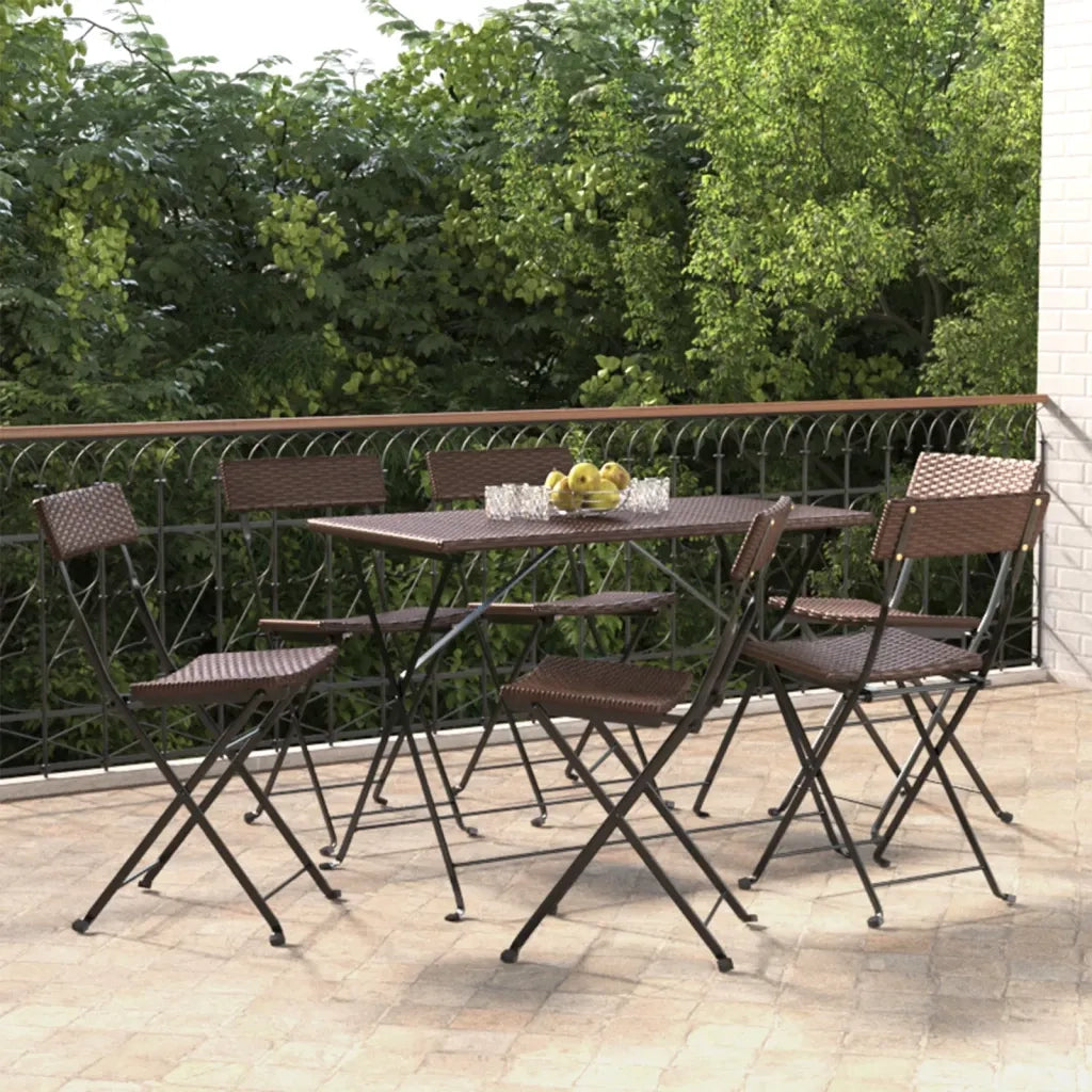Sedie Pieghevoli da Bistr¨° 6 pz | Sedie da Esterno Marroni Polyrattan e Acciaio