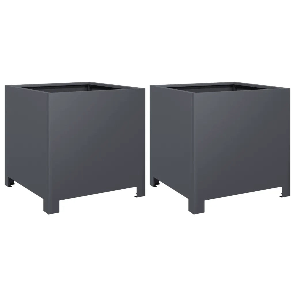 vidaXL Fioriere da Giardino 2 pz Antracite 40x40x40 cm in Acciaio