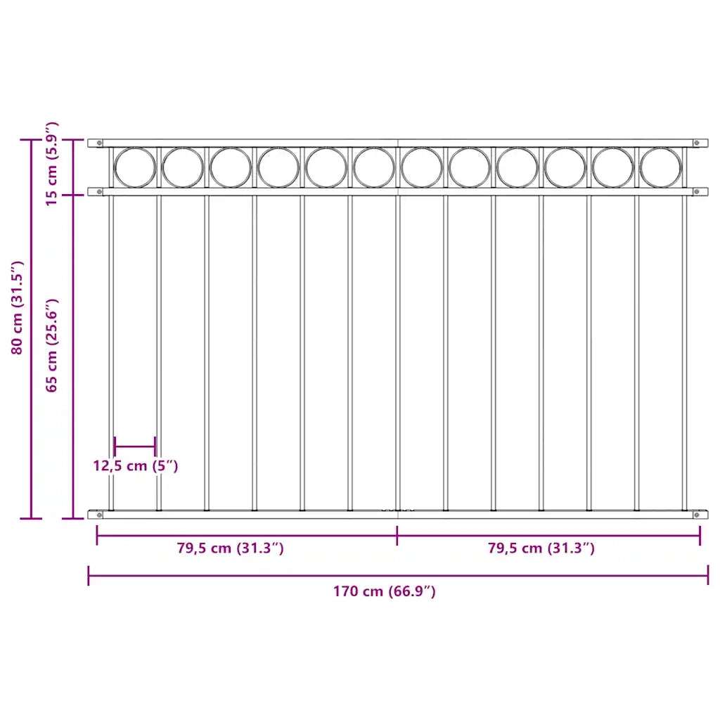 Pannello di Recinzione in Acciaio 1,7x0,8 m Nero