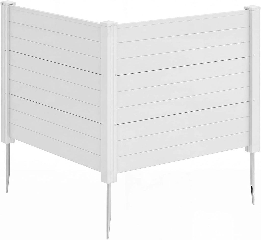 Schermo per Privacy da Esterno, Recinzione con Pannelli e Pali di Metallo Zincato, Recinto da Esterno Versatile e Modulare per Piscina, Copribidone e Condizionatore d’Aria (Bianco)