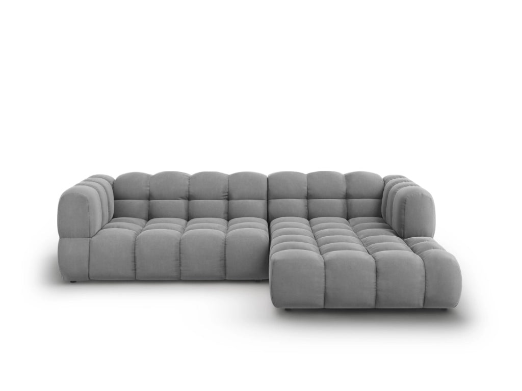 Cosmopolitan Design - Divano angolare modulare destro "Sky" 4 posti in velluto grigio chiaro 