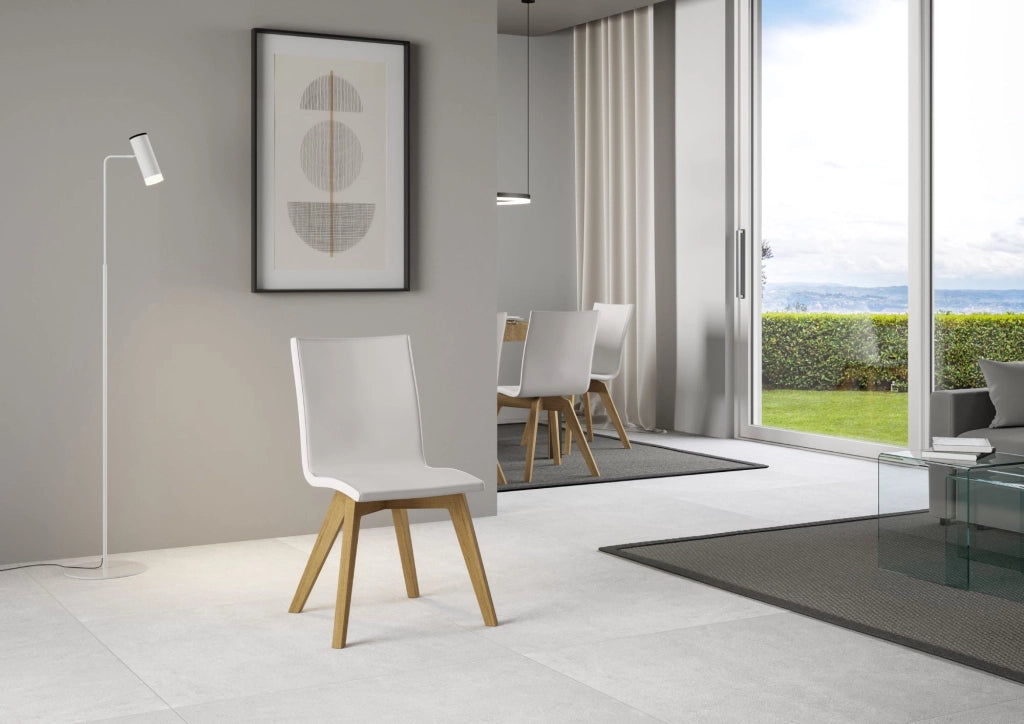 Sedia 52x52x87 cm Trudy gambe quercia in Similpelle Bianco