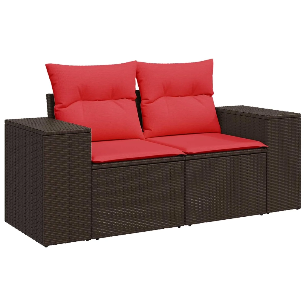 Set di divani 6 pz Marrone e Rosso Rattan sintetico e Acciaio 3447563