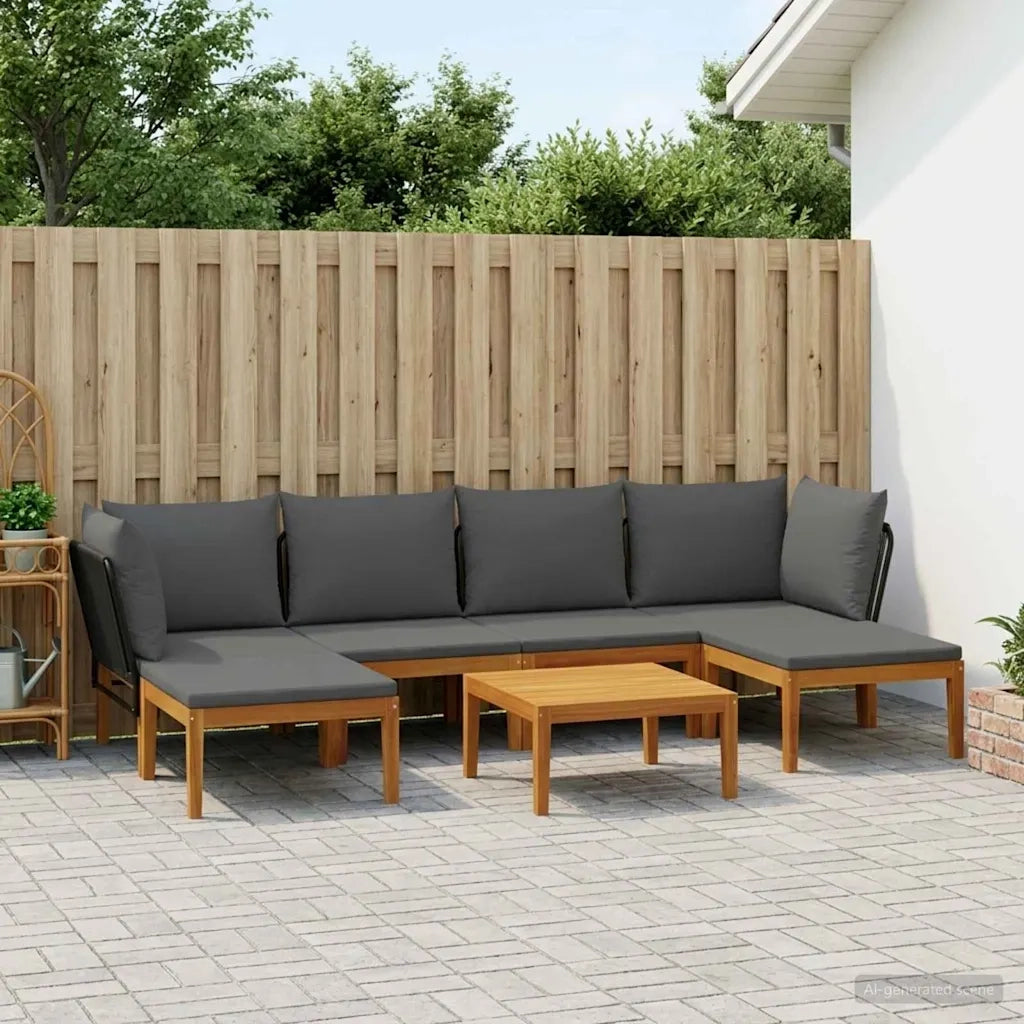 7 pcs Legno massiccio di acacia e corda Naturale 3407755