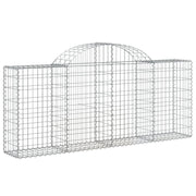 Cesto gabbione recinzione a gabbia muro di contenimento ad arco 200 x 30 x 80/100 cm ferro zincato argento 02_0040017