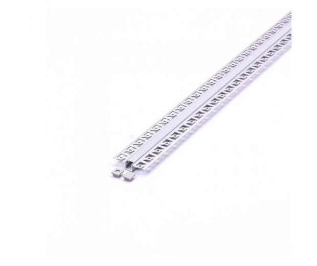 V-TAC VT-8102 Profilo in Alluminio Colore Silver per Strip LED ad Incasso per Cartongesso (Max l: 9,5mm) Copertura Satinata 2000 x 52,1mm - SKU 3360