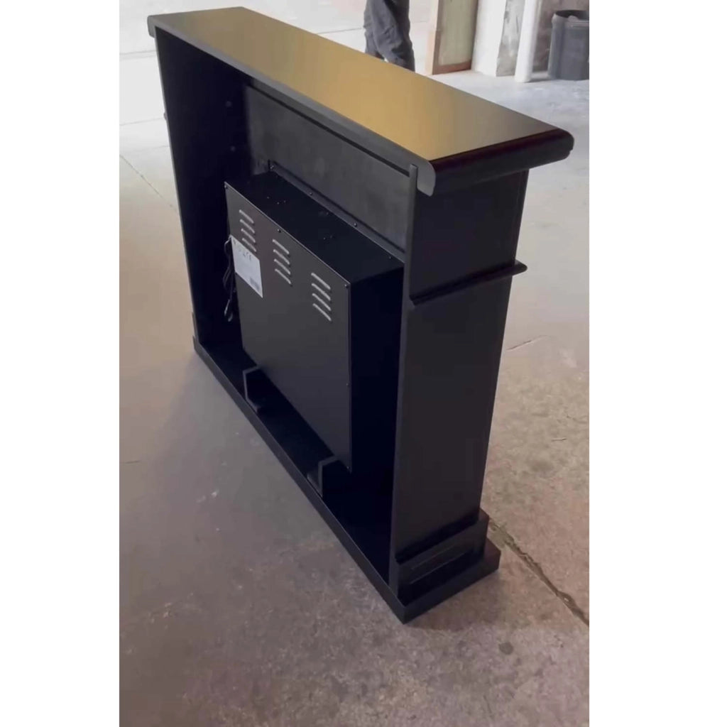 Mpc Camino Lipari Camino Da Pavimento Con Cornice e Bruciatore Elettrico Da 1500w Nero Effetto Fiamma Super Realisitco e Cornce In Legno Mdf Nero Profondo Caminetto Design Completo Di Telecomando