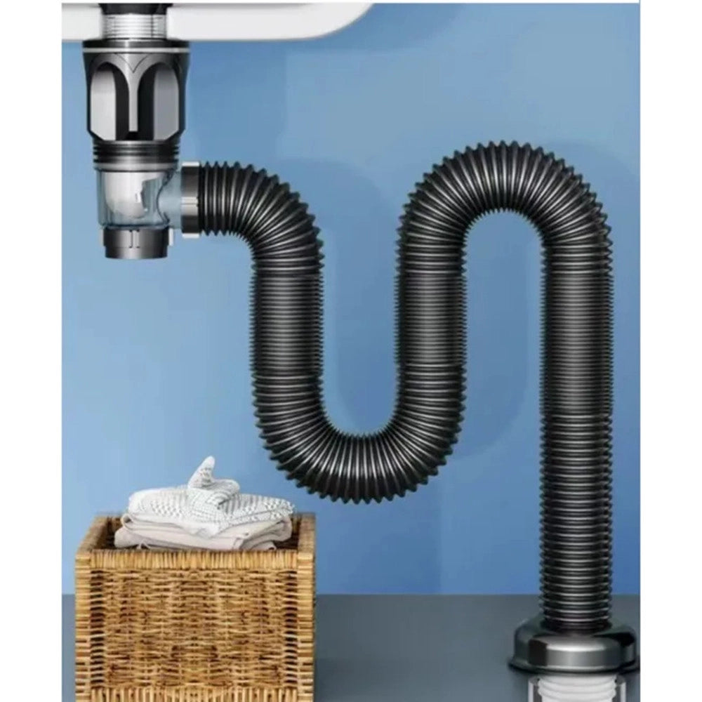 Trade Shop - Kit Di Scarico Piletta Lavello Lavandino Con Troppopieno Sifone Tubo Flessibile Cucina Bagno -