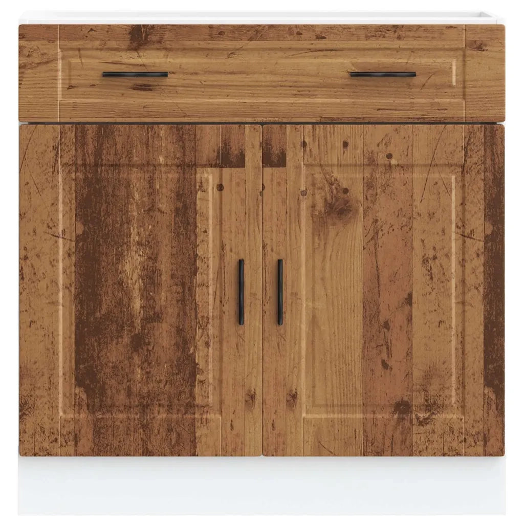 Mobile da cucina Porto con ante pratiche 80 x 46 x 81,5 cm stile moderno contenitore in legno composito finitura effetto legno anticato 02_0050290