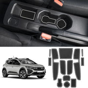 Materassini antislip per Dacia Sandero 3 Sandero Stepway 3 2021-2024, materassini in gomma per console centrale, portiere, borsa porta bibite, Dacia Sandero materassini antislip in gomma (bianchi)