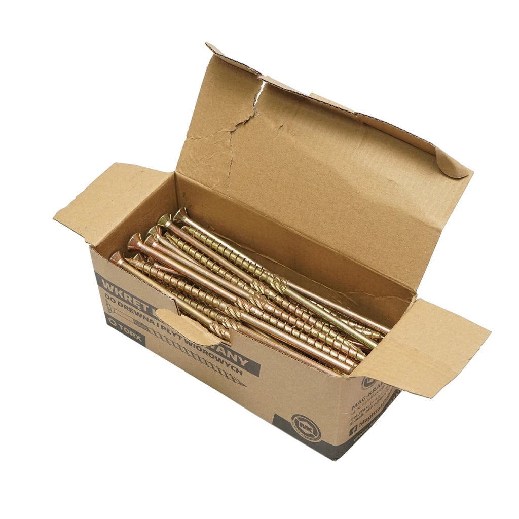 Vite autofilettante per legno a testa svasata 8x180mm tipo torx TX40, 50 pz/scatola