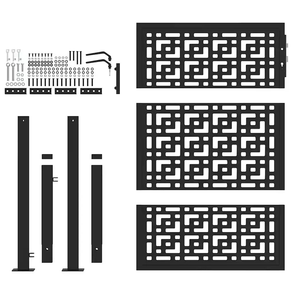 Cancello da giardino nero 100x125 cm in acciaio con design a croce 4101000