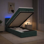 Letto Ottomano con Materasso e LED Verde Scuro 100 x 200 cm 3457122
