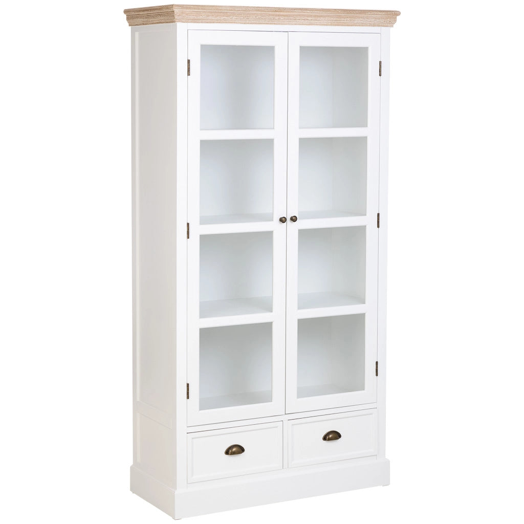 Vetrina in legno bianco con 2 ante e 2 cassetti 94x41x180,5h cm