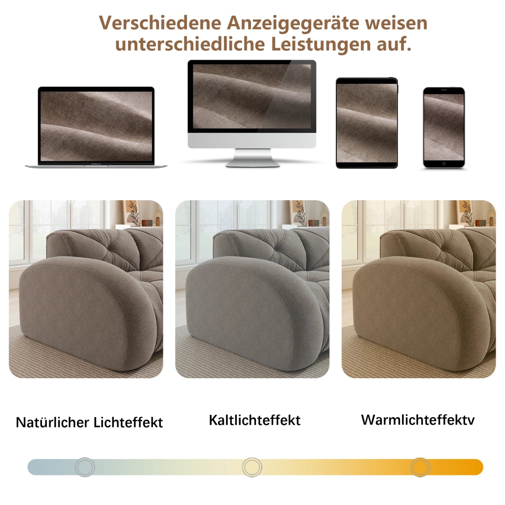 POUF Imbottito in Chenille Taupe