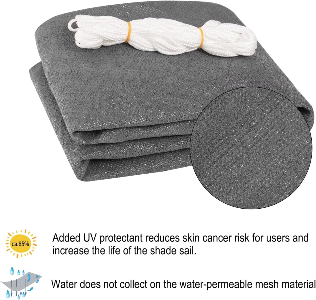 Vela ombreggiante 3x3x4.25m in HDPE 180 g/m² Traspirante Tenda a Vela Parasole Triangolare Protezione Solare Respirante Anti UV Giardino Esterni Beige