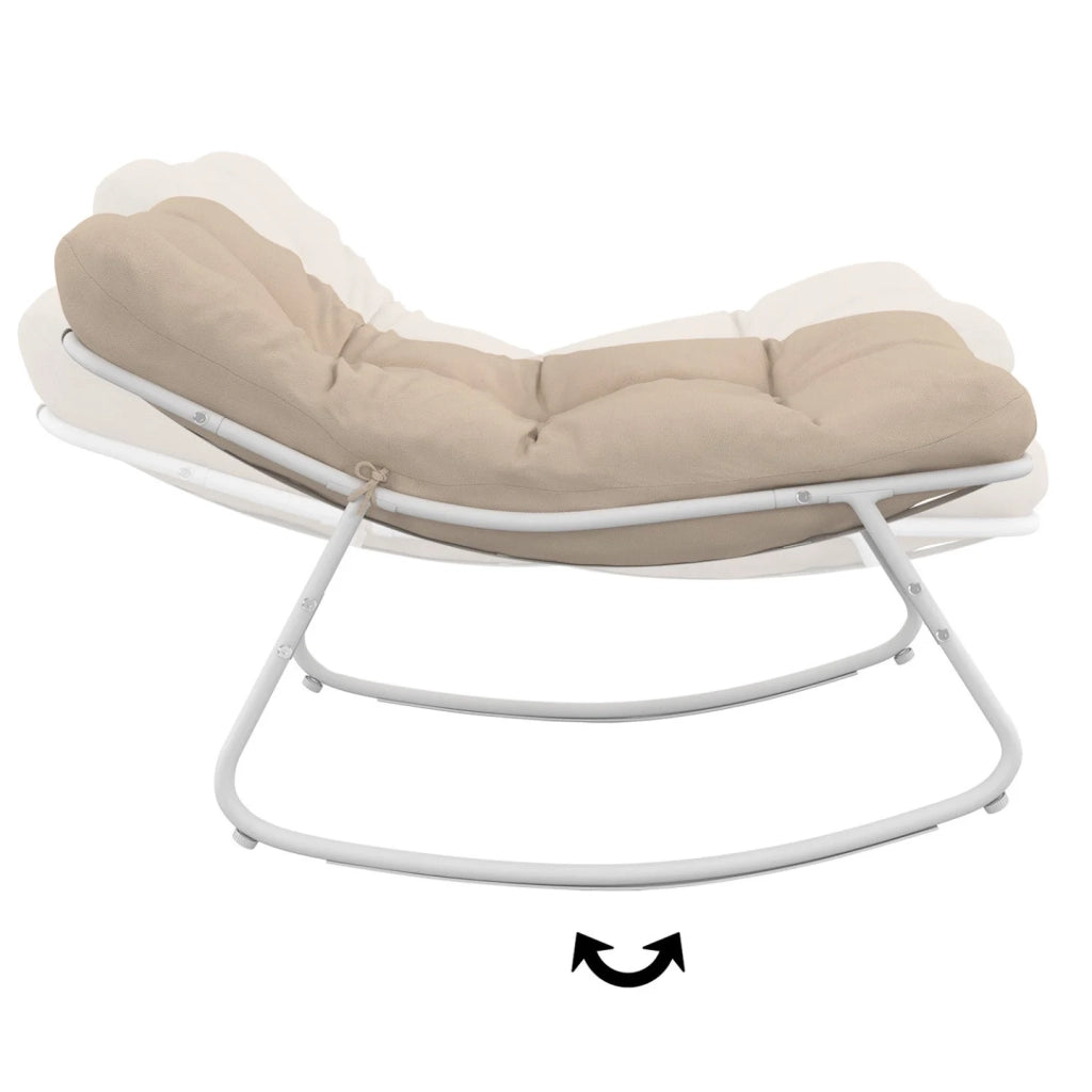 IDMarket - Set di 2 sedie a dondolo da giardino ARONA, bianche con cuscini beige