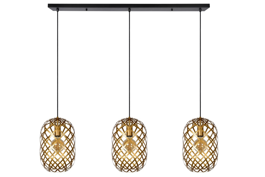 Lampada sospensione industriale oro Wolfram 3xE27 Lucide