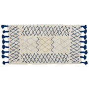Tappeto beige in cotone 80 x 150 cm rettangolare frange motivo geometrico soggiorno camera da letto