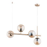 Lampada a sospensione VINCI ottone vetro ambra 4xE14