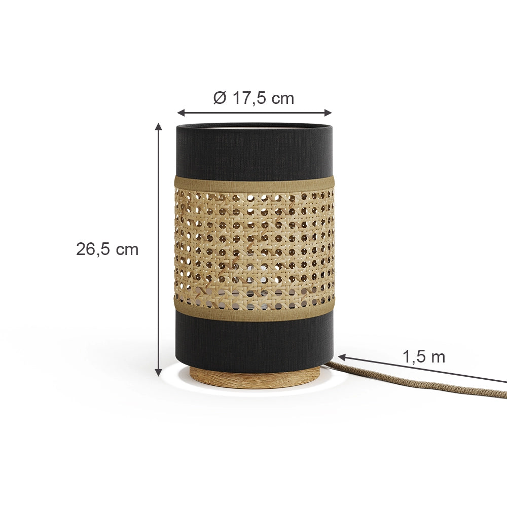 Vicco Lampada da tavolo Rattan/nero 17.5 x 26.5 cm