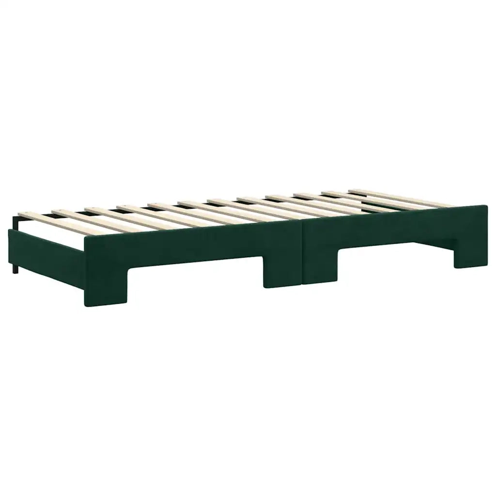 Divano Letto Estraibile Cassetti-Sofa Letto-Daybed Verde Scuro 90x200cm Velluto 331933