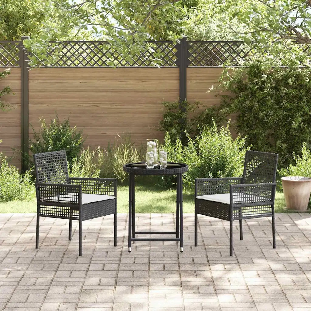Set Bistro da Giardino 3 pcs Nero polyrattan 3334962