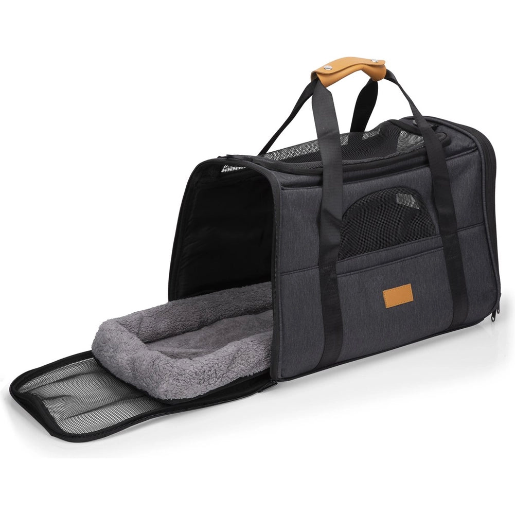 Borsa per Trasporto Animale Pieghevole Trasportino 44x31x34 cm Cuccia e Ciotola