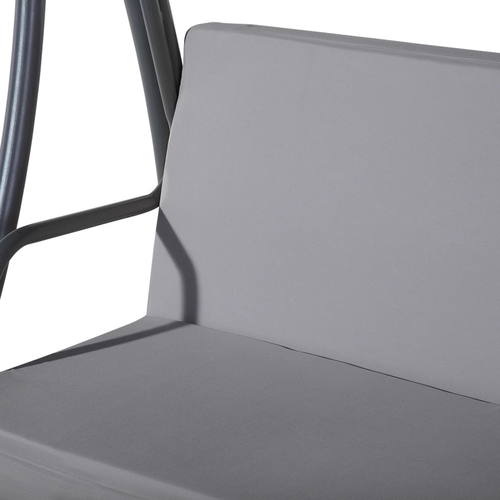 Altalena per patio con struttura in acciaio grigio chiaro a 3 posti