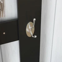 Mobile da Ingresso Appendiabiti con Scarpiera e Specchio, in Truciolato, 90x10x102 cm, Nero