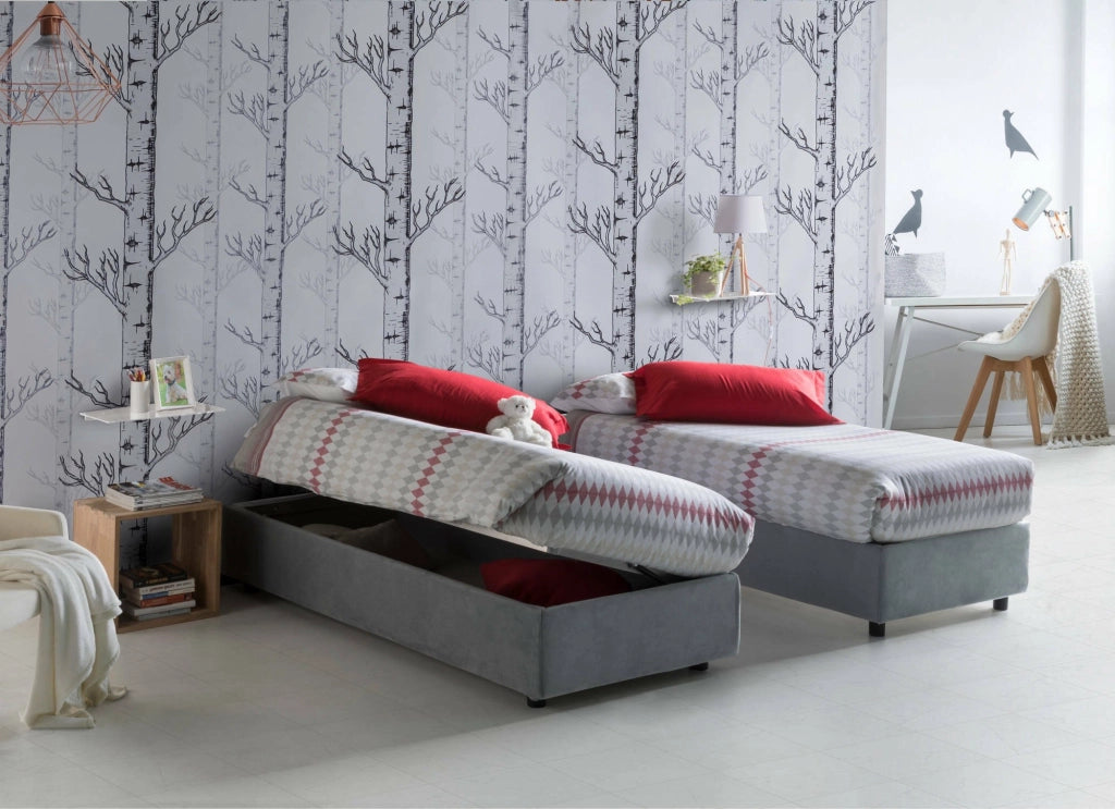Ariba, Letto Piazza e Mezza Sfoderabile Made in Italy, Grigio