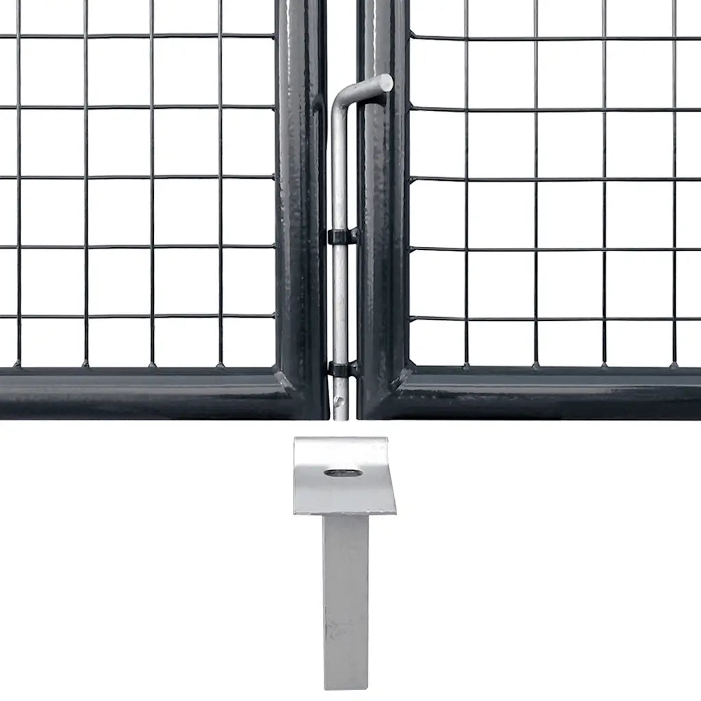 Cancello da Giardino Rete Antracite 350x175 cm Acciaio Zincato