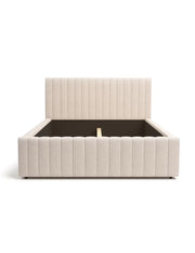 Letto matrimoniale ELORIA 160x200 in tessuto bouclé beige con testiera capitonnata