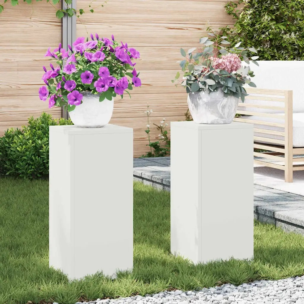 Supporto per piante 2 pcs Bianco 24 x 24 x 55 cm Acciaio 865814