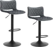 Set di 2 Sgabelli da Bar, Sedie Alte da Bar Regolabili in Altezza, Sgabelli per Isola Cucina Girevoli, con Schienale e Poggiapiedi, Sgabelli Imbottiti in Velluto, Grigio Scuro, BH392dgr-2