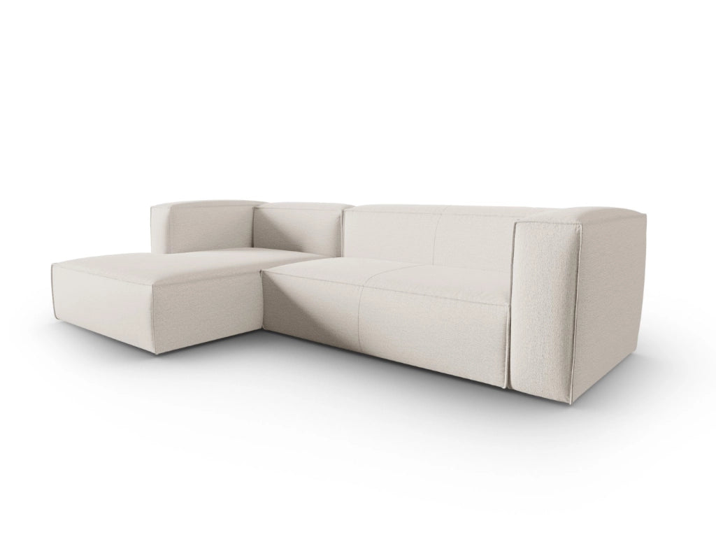 Cosmopolitan Design - Divano angolare sinistro "Mackay" 4 posti in velluto strutturato avorio 