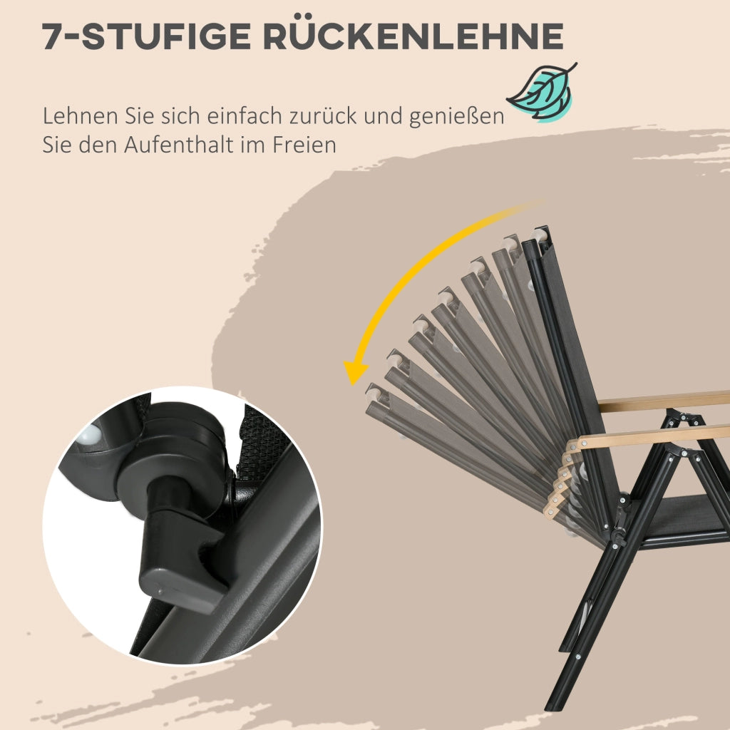 SET DA GIARDINO PIEGHEVOLE 6 POSTI 140x90 cm Alluminio Nero