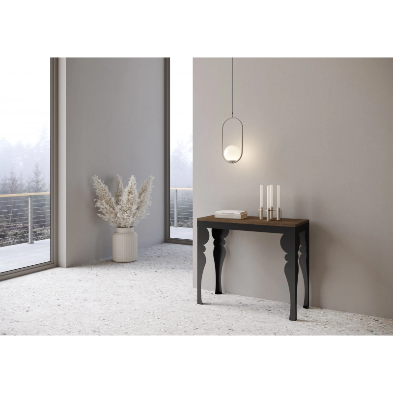 Consolle allungabile 90x40/196 cm Paxon Small Evolution telaio Antracite - Noce