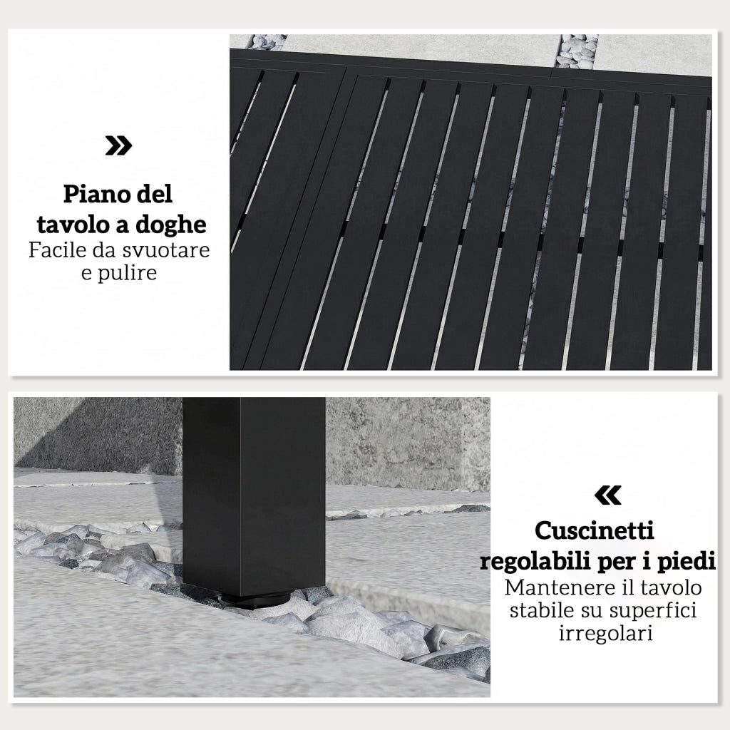 Tavolo da pranzo allungabile per esterno ¨C zephmum ¨C alluminio nero con piano a doghe