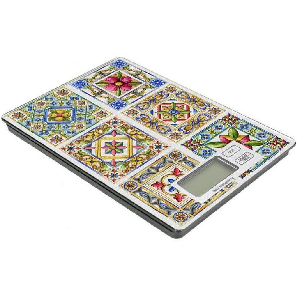 Trade Shop - Bilancia Portatile Da Cucina Digitale Max. 5kg 22x15x1,5cm Decoro Mosaico 828508 -