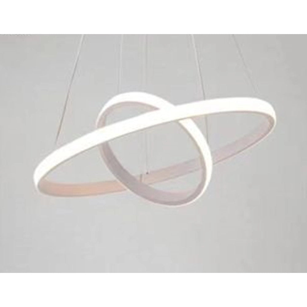 Trade Shop - Lampadario Sospeso Led 60w 2 Cerchi Pendente Rotondo Anelli Bianco Luce 4000k 50248 -